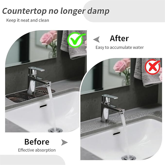 Kitchen Sink Splash Guard，Black cat hiding in jungle Faucet Mat Sink
