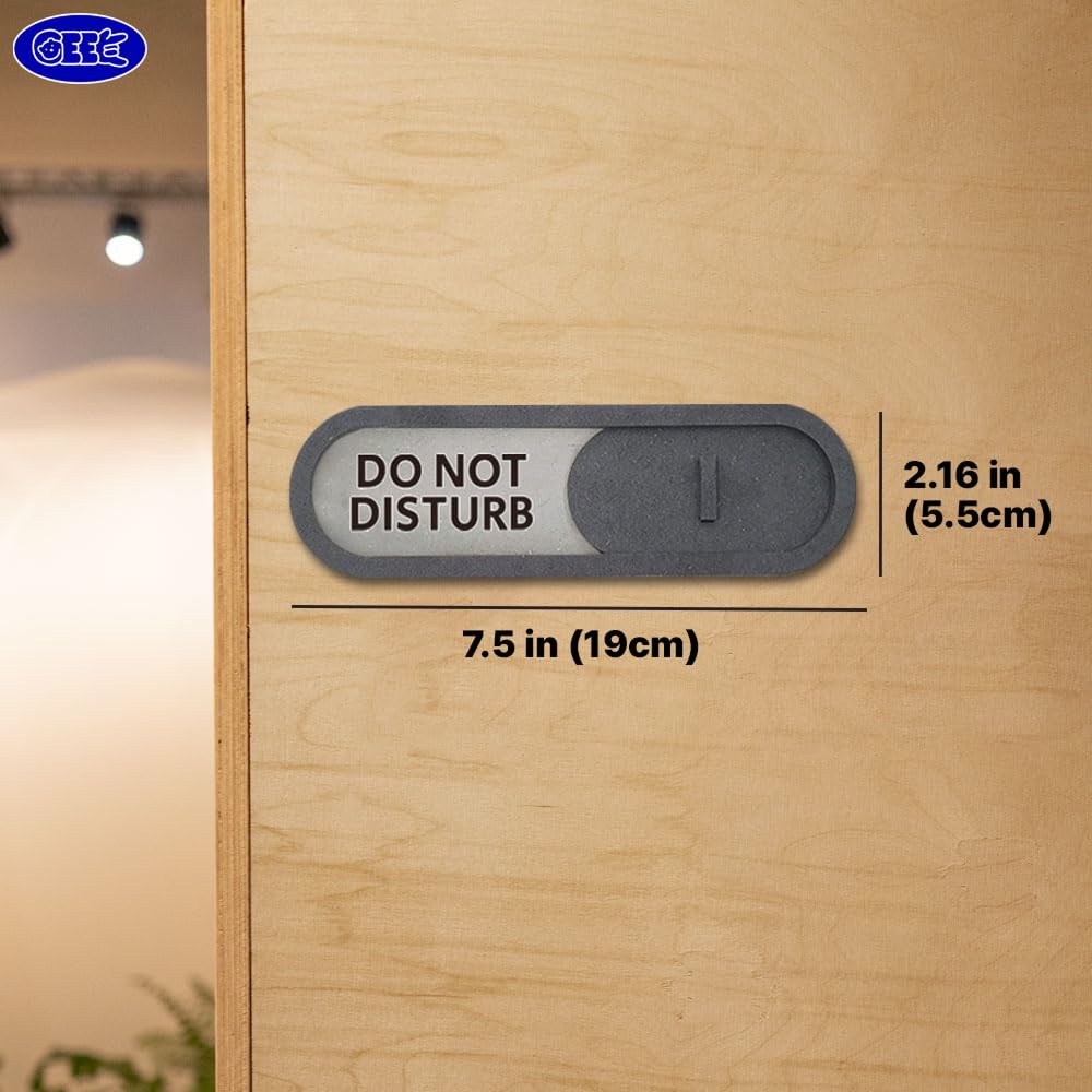 GEEKBEAR Do Not Disturb Welcome Slider Door Sign for Home Office - Premium MDF, 7.5 x 2.2 in (Brown)