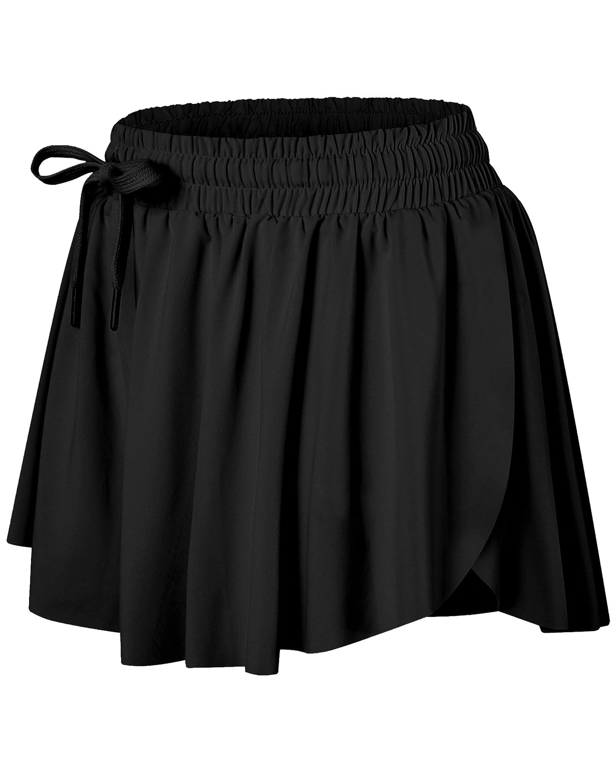 Wsirmet Flowy Shorts for Women Butterfly Shorts 2 in 1 Athletic Workout Gym Biker Running Shorts with Pockets Black L