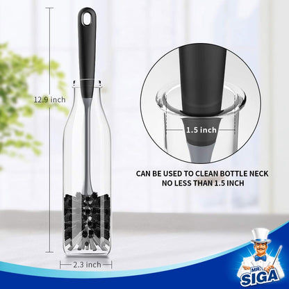 MR.SIGA Long Handle Bottle Brush, Cleaning Brush for Water Bottle, Glassware, 2 Pack