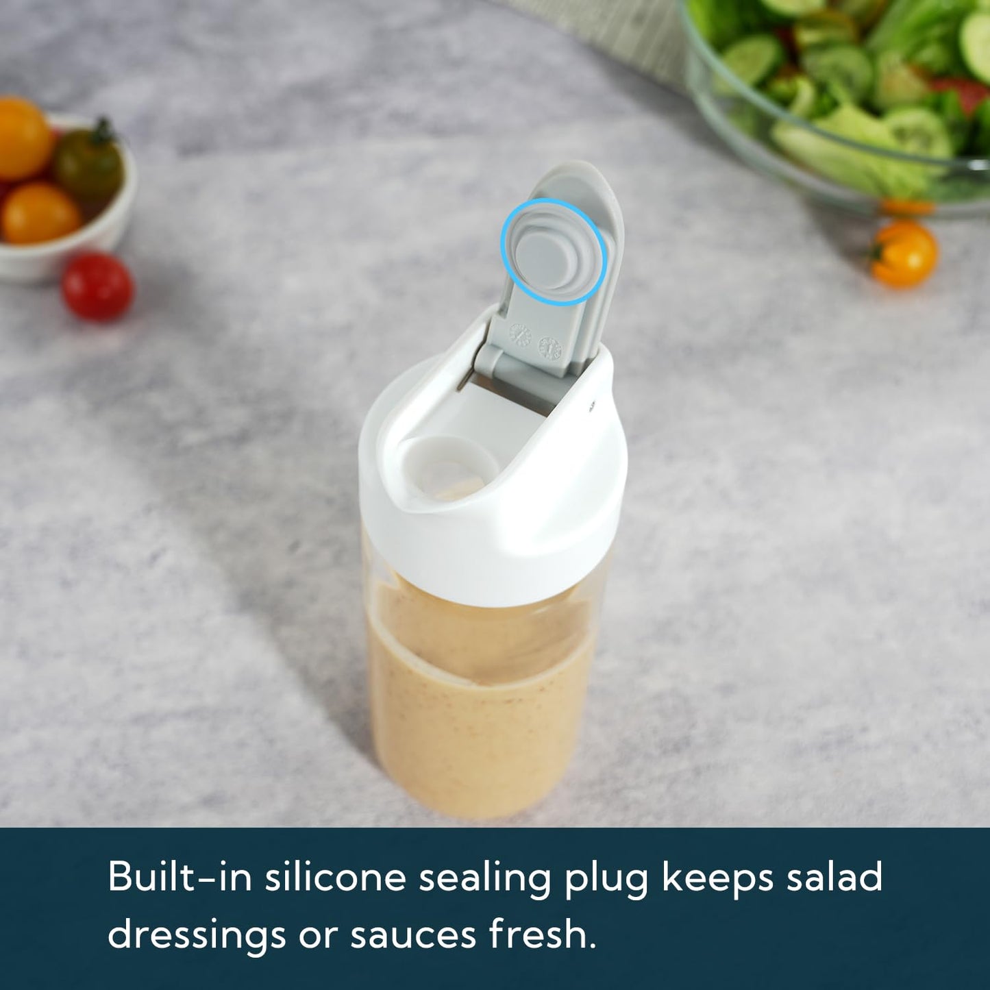 KITCHENDAO Glass Salad Dressing Shaker Bottle with Fresh-Keeping Lock Mechanism, Drip-free Spout, 12 oz Homemade Oil and Vinegar Salad Dressing Container Mixer Dispenser, Dishwasher Safe