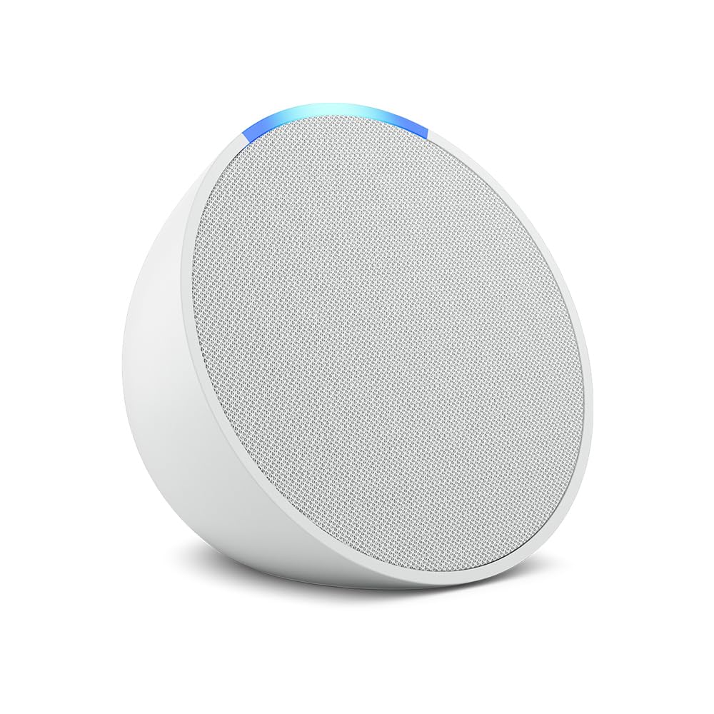 Echo Pop (Newest gen) | Full sound compact Wi-Fi and Bluetooth smart speaker with Alexa | Glacier White