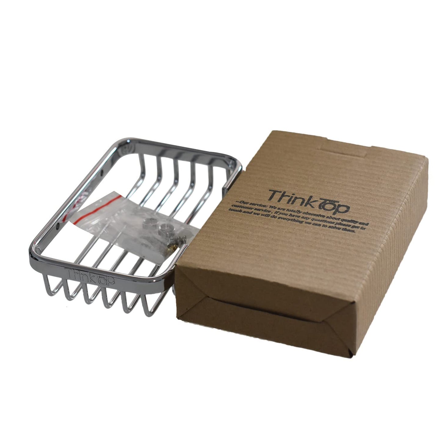 ThinkTop Wall Mounted Soap Dish for Shower Solid Brass Chrome Finished Soap Basket Bathroom & Kitchen, Self Draining Bar Soap Holder, Silver