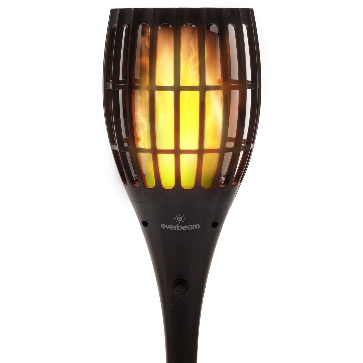 Everbeam P1 Solar Torch Light with Flickering Flame - Our Waterproof Outdoor Solar Tiki Torches Come Equipped with 96 LED Bulbs That Create A Stunning Realistic Fire Effect - 2 Pack