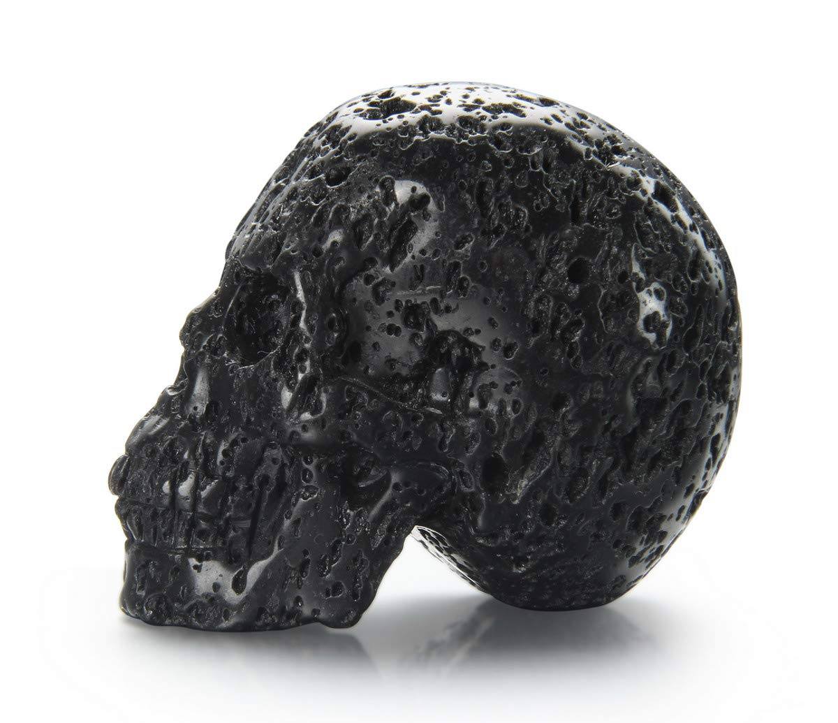 Skullis 2.0" Hot Lava Stone Crystal Skull, Hand Carved Gemstone Fine Art Sculpture, Reiki Healing Stone Statue.