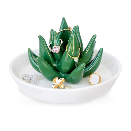 PUDDING CABIN Succulent Ring Holder Dish Cactus Gift for Women Birthday Gift for Mom Friend Bridesmaid Wedding Christmas Valentines Housewarming Gift, Decorative Cacti Decor for Home Gifts