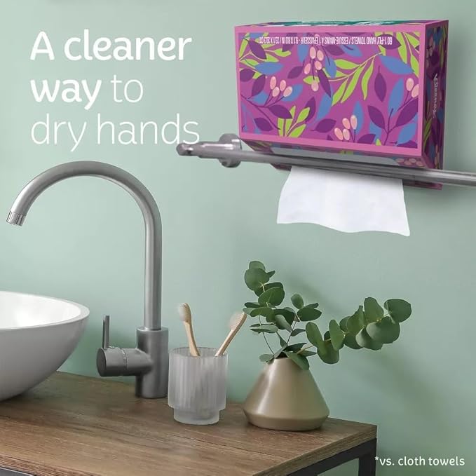 Hand Towels - 1 Box of 60 White Hand Towels in a Dispenser Box - Packaging may