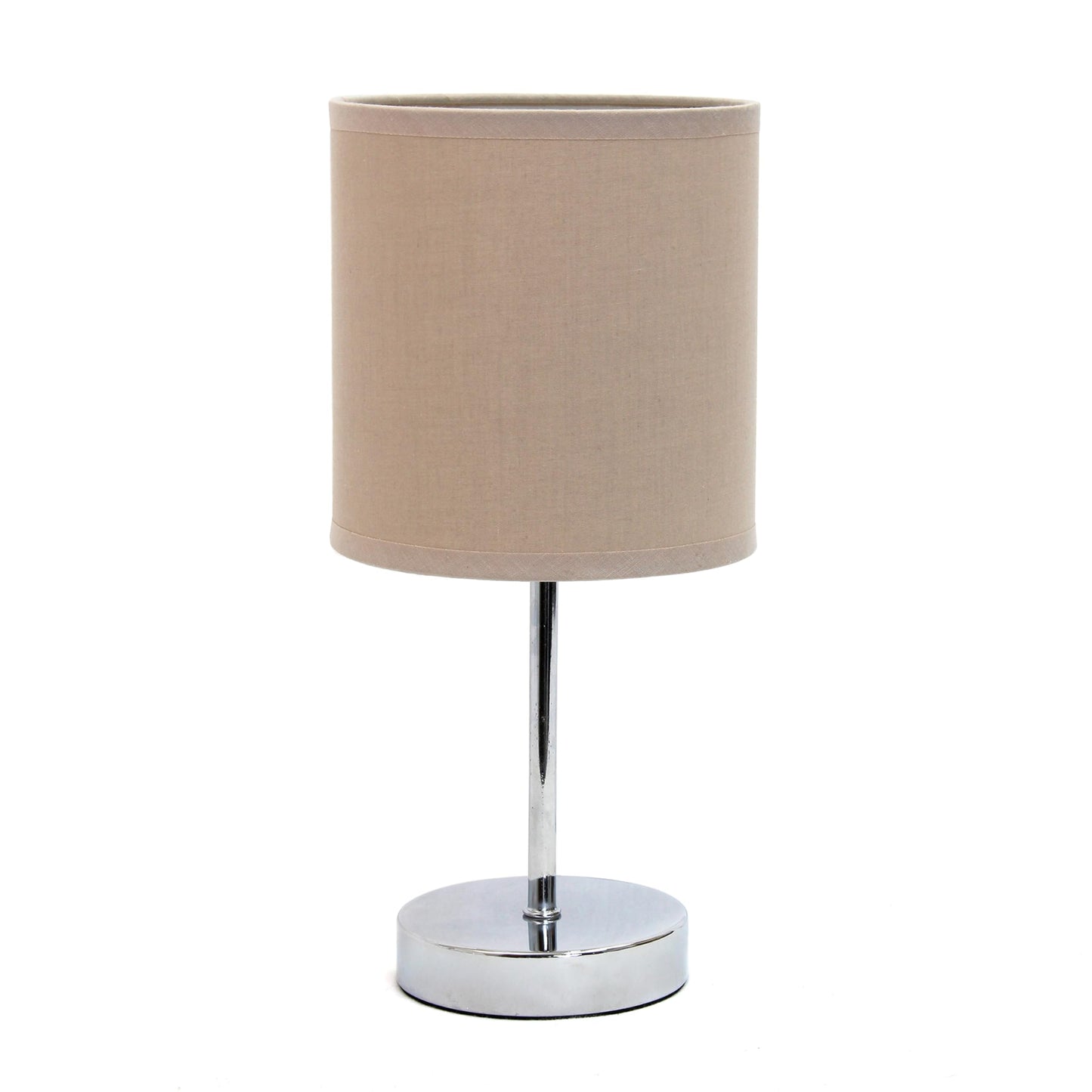 Simple Designs LT1195-GRY 11.81" Subtle Sparkle Basic Chrome Mini Table Lamp, for Living Room, Bedroom, Office, Gray Beige Shade