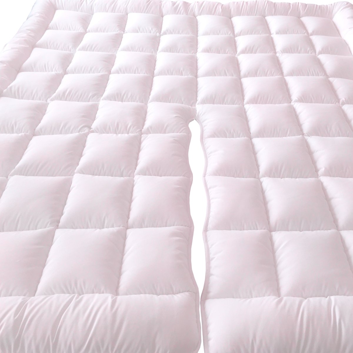 Royal Hotel Bedding Mattress Topper, Top-Split-King, 2 Inches Hypoallergenic Overfilled Down Alternative Anchor Bands Mattress Topper