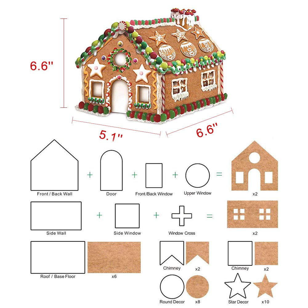 Gingerbread House Cookie Cutters, Christmas House Cookie Cutter Gingerbread Cookie Cutter Kit Set for Adult, 3D Stainless Steel Chocolate Cake Biscuit Pastry Baking Mold DIY Tool for Holiday Gift
