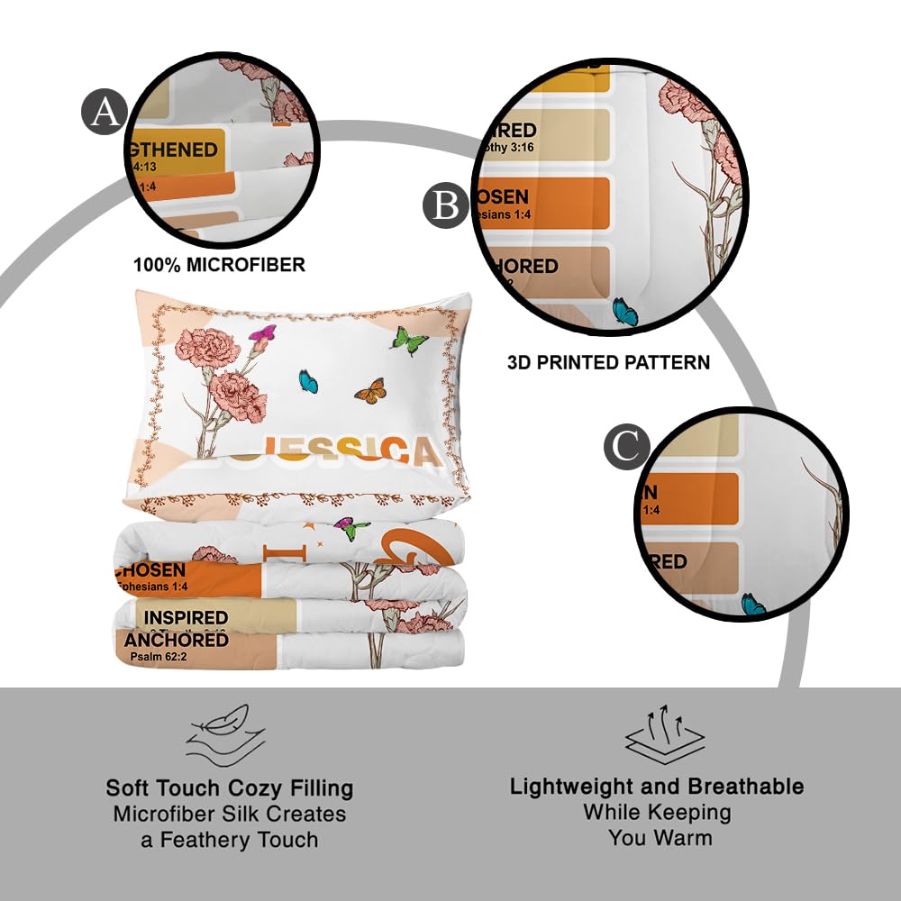 ONPRINTS Christian Bedding Set – Inspirational Bible Verse Comforter – Religious Bedding for Women, Faith Gift for Mom, Daughter, Sister, Birthday & Religious Gifts (God Says I am #2)