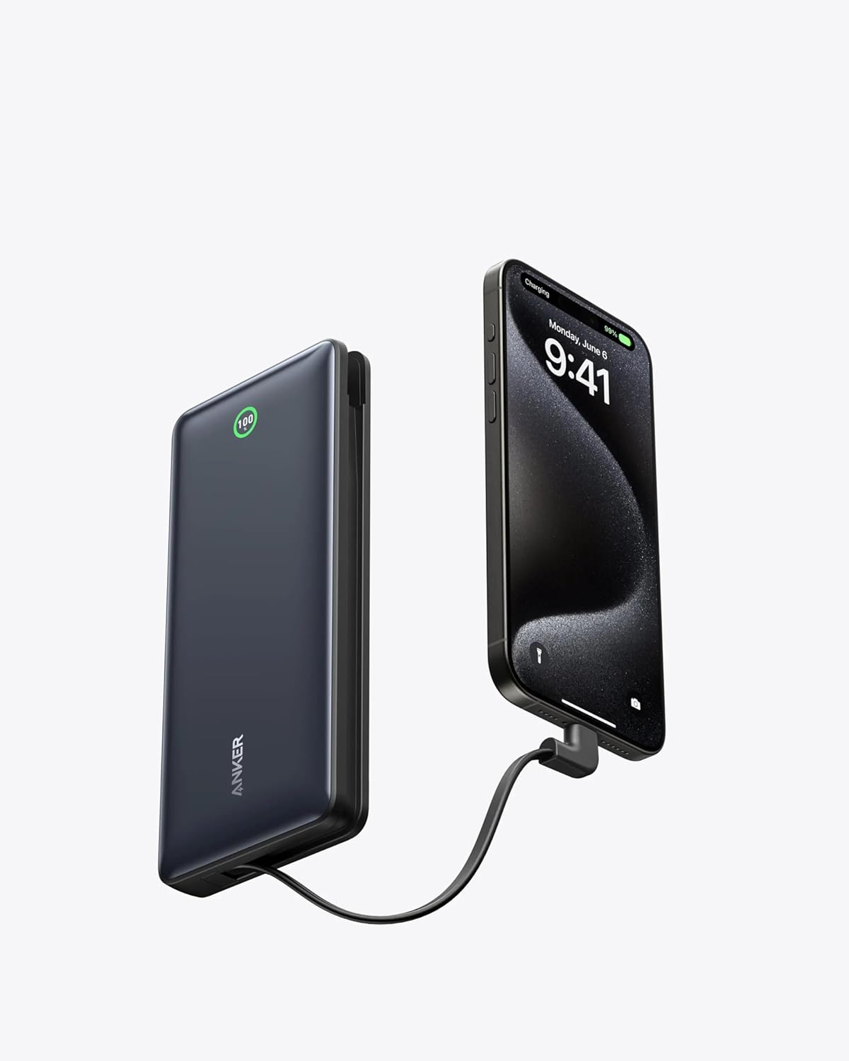 Anker Nano Power Bank 20K – 30W Fast Charging, Built-in USB-C Cable, Ultra-Compact 20000mAh Battery Pack for iPhone 16, 15, 14, 13, Samsung Galaxy S25, S24, S23, S22, iPad Air, Google Pixel, AirPods