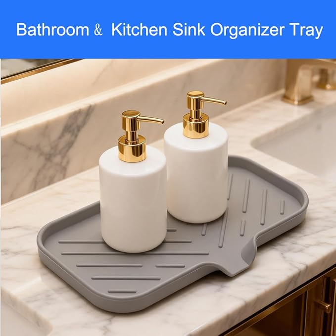 Sponge Holder for Kitchen Sink, Silicone Sponge Dish Tray