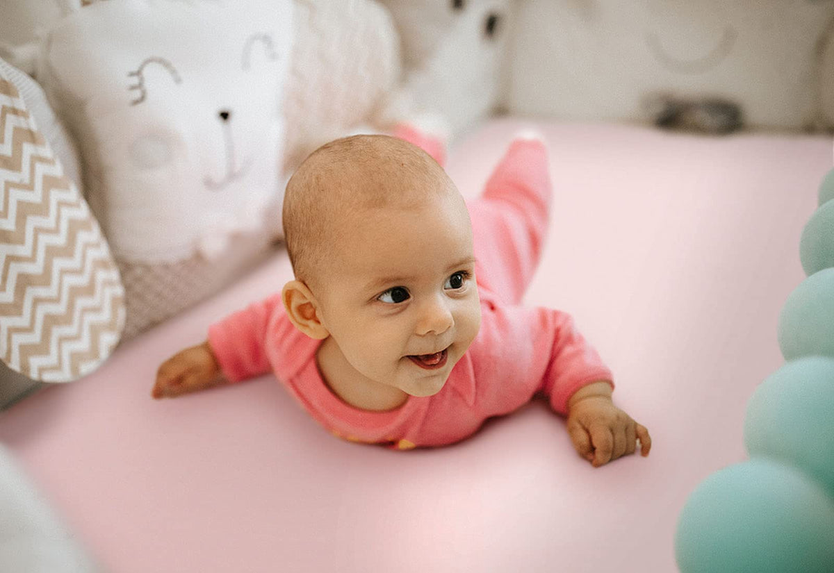 GRSSDER Stretchy Ultra Soft Jersey Knit Fitted Pack n Play Sheets Set 2 Pack, Portable/Mini Crib Sheets, Snug and Safe Playards Sheet for Baby, Pink Rose Stylish Print