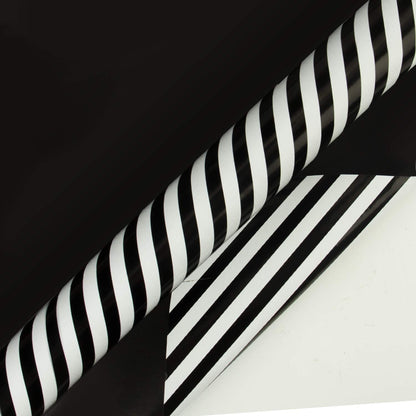 WRAPAHOLIC 30 Inch Reversible Black Wrapping Paper - Black and Stripes Wrapping Paper for Birthday, Holiday, Wedding, Baby Shower - 30 inch x 33 feet