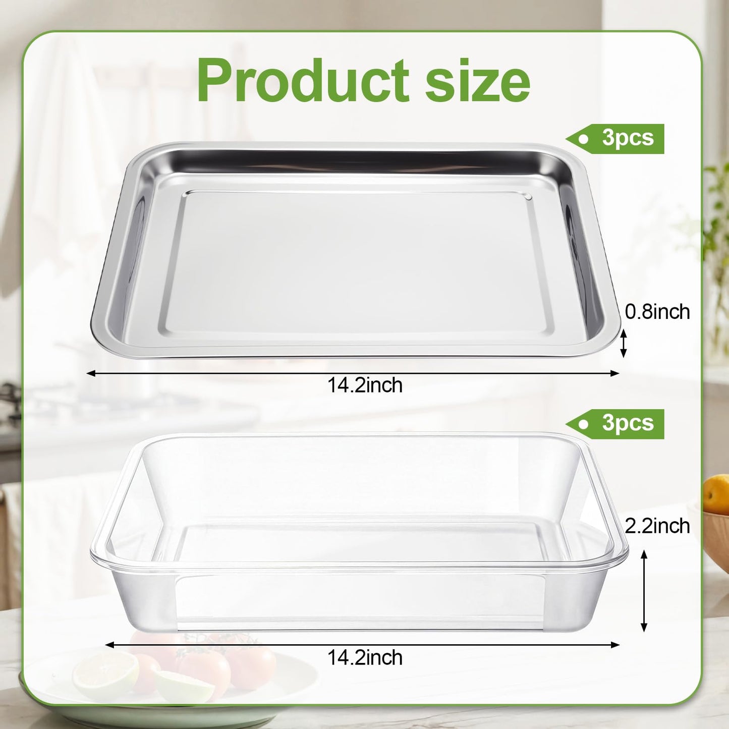 FoldTier 3 Set 14.2" Chilled Serving Trays for Parties with Compartments Stainless Steel Ice Chilled Party Platter Charcuterie Serving Board Cold Dish Dip for Fruits Veggies Shrimp Cocktail
