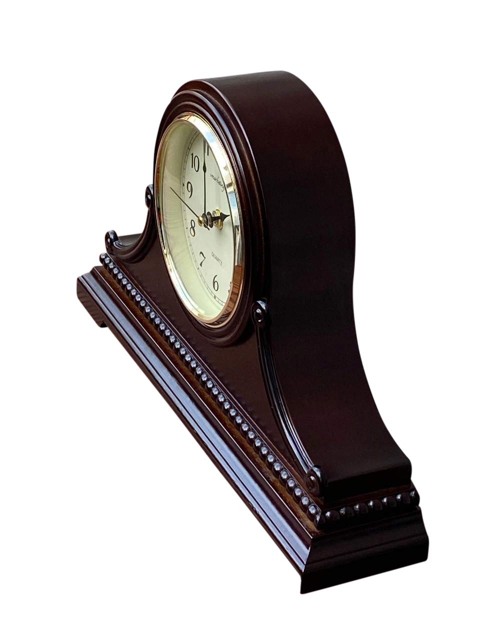 Vmarketingsite Mantel Clocks, Battery Operated, Silent Wood Table Clock with Westminster Chimes On The Hour, Solid Wooden Shelf Chiming Mantle Clock, 9" x 16" x 3" (Walnut - Arabic Numerals)