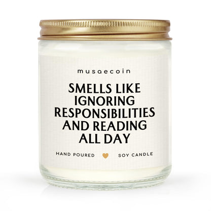 musaecoin Book Lovers Gifts, Funny Gifts for Book Lovers, Birthday Bookish Presents for Readers Librarian Bookworm - Handmade Lavender Candle 7oz