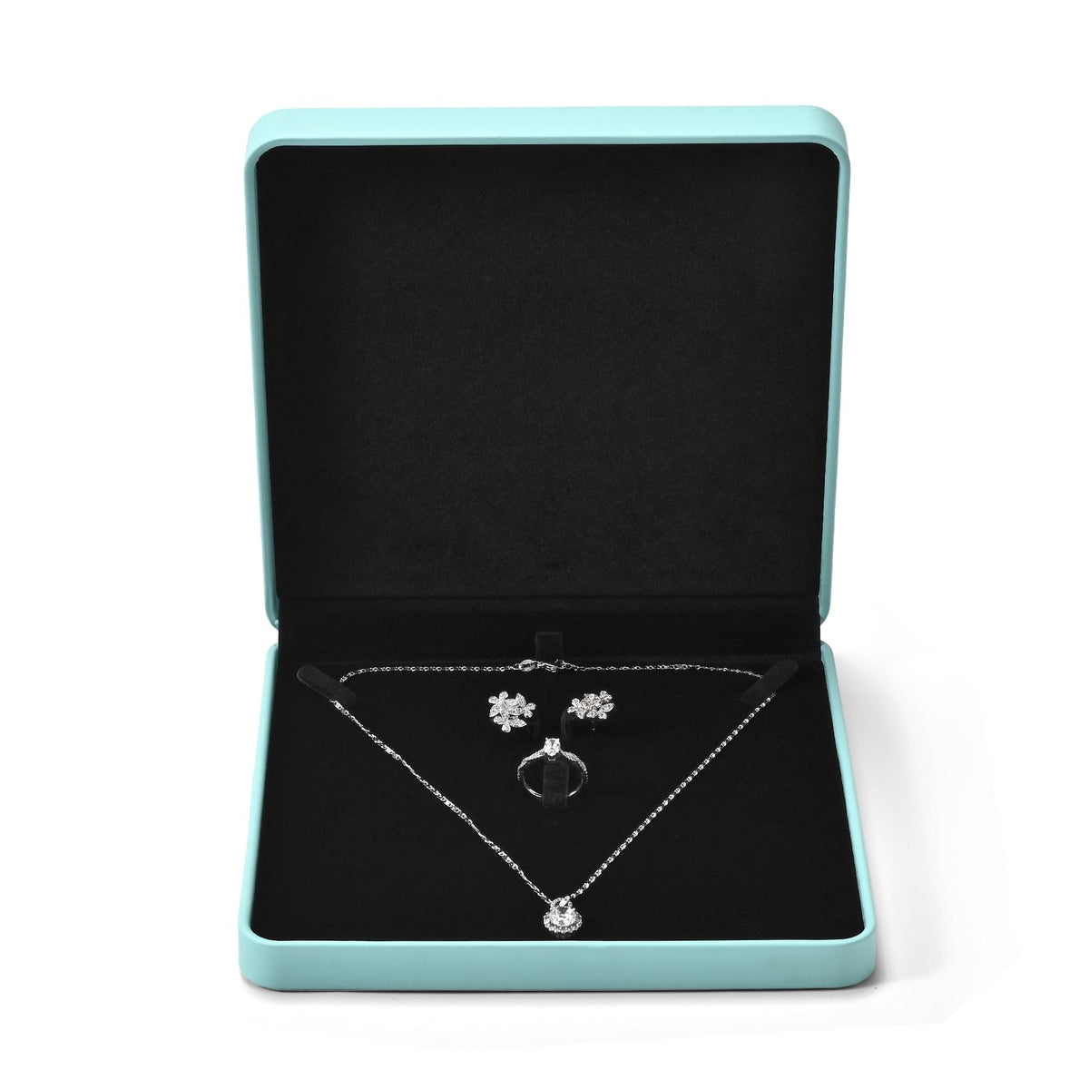 Papten 3 in 1 Large PU Leather Jewelry Set Box, Velvet Interior Necklace Jewelry Gift Boxes, Necklace Earring Ring Bracelet Holder for Birthday,Wedding, Valentine's Day Mother's Day (Blue)