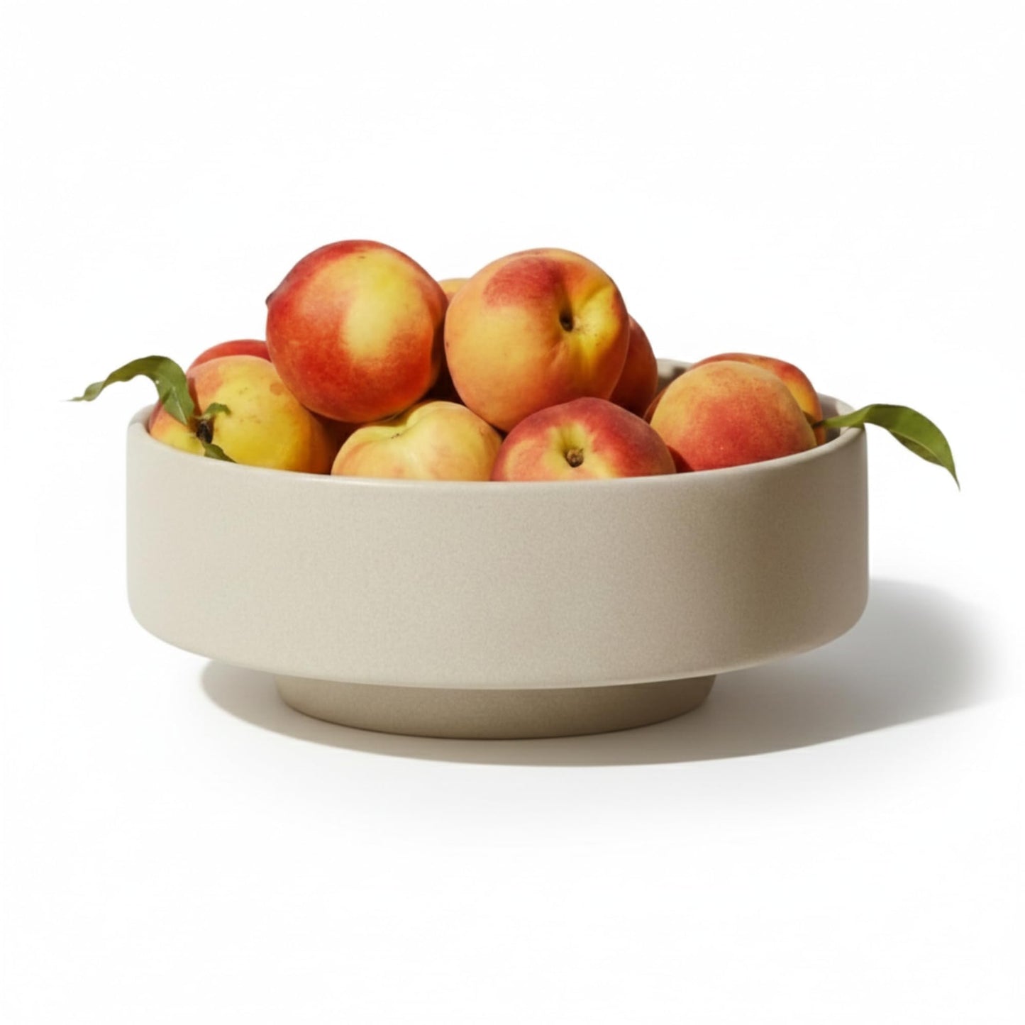 Large Fruit Bowl for Kitchen Counter, Modern Resin Pedestal Centerpiece, Stone-Look Matte Finish in Natural Sandstone, Decorative Bowl for Dining Table, Coffee Table and Entryway, 10.6 inch