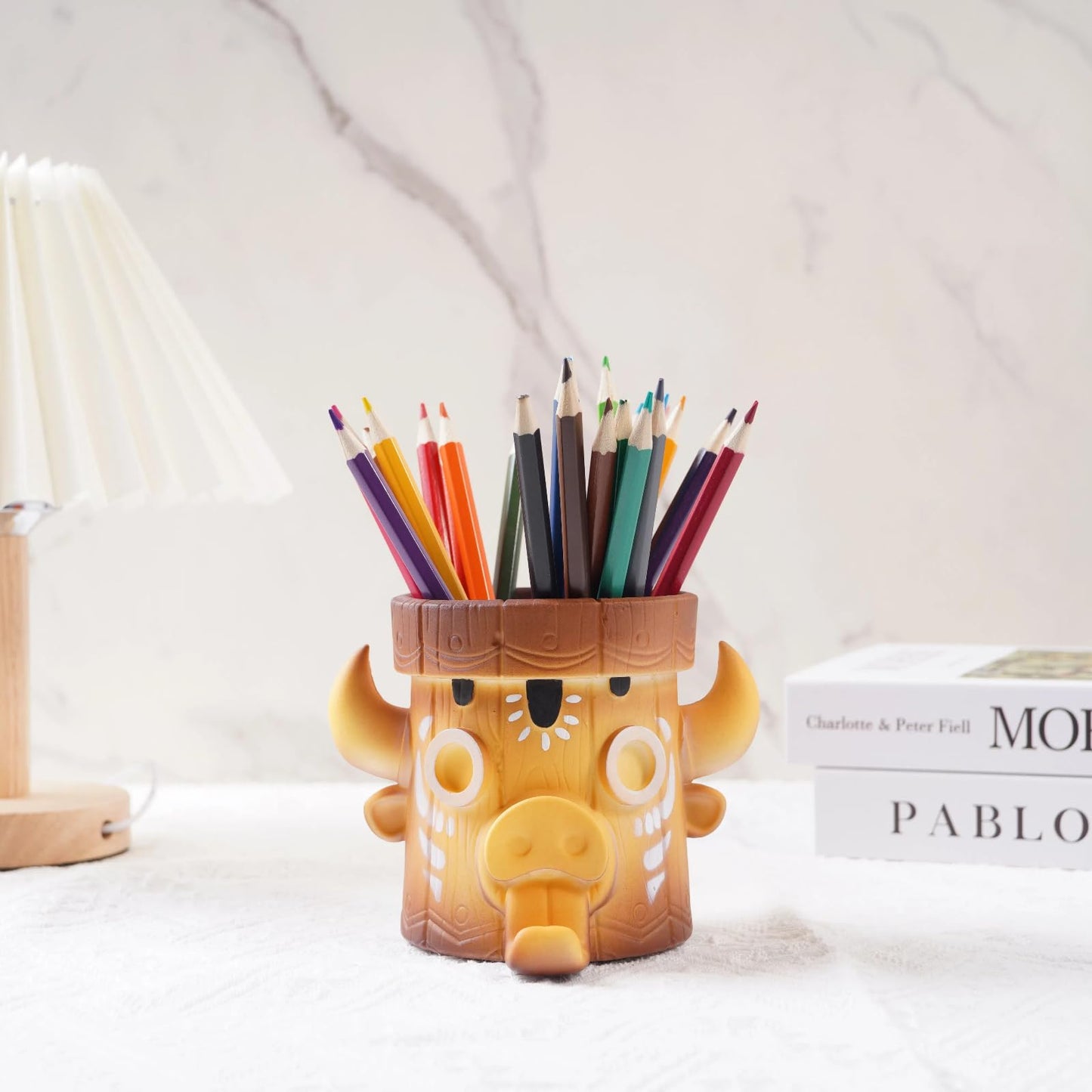 Trilobium Creative Office Desk Pen Holder, Resin Pen Cup Desktop Decoration Home Office School Office Desk Decoration Men's and Women's Gifts