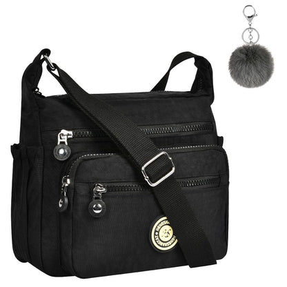 Aucuu Women's Multi-Pocket Casual Crossbody Bag, Multifunctional Travel Bag with Adjustable Shoulder Strap, Nylon Lightweight and Waterproof, for Shopping, Hiking, Everyday Use