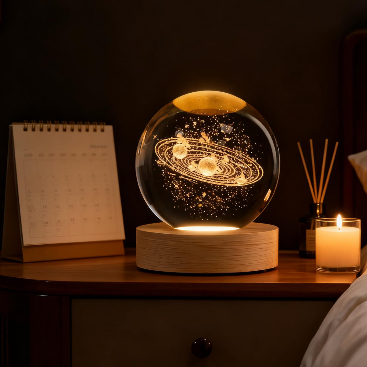 3D Solar System Crystal Ball, 2.4inch Universe Gifts Decorative Quartz Glass Ball, Space Laser Engraved Model Astronomy Decor, Paperweight Physics Display Sculpture Home Decor Crafts for Friends