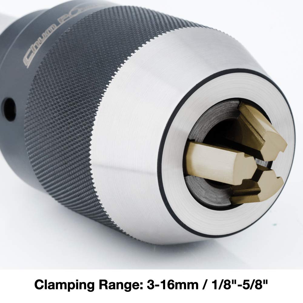 Chum Power 1/8"-5/8" Special Heavy Duty Keyless Drill Chuck, JT6 Mount, Titanium Jaws