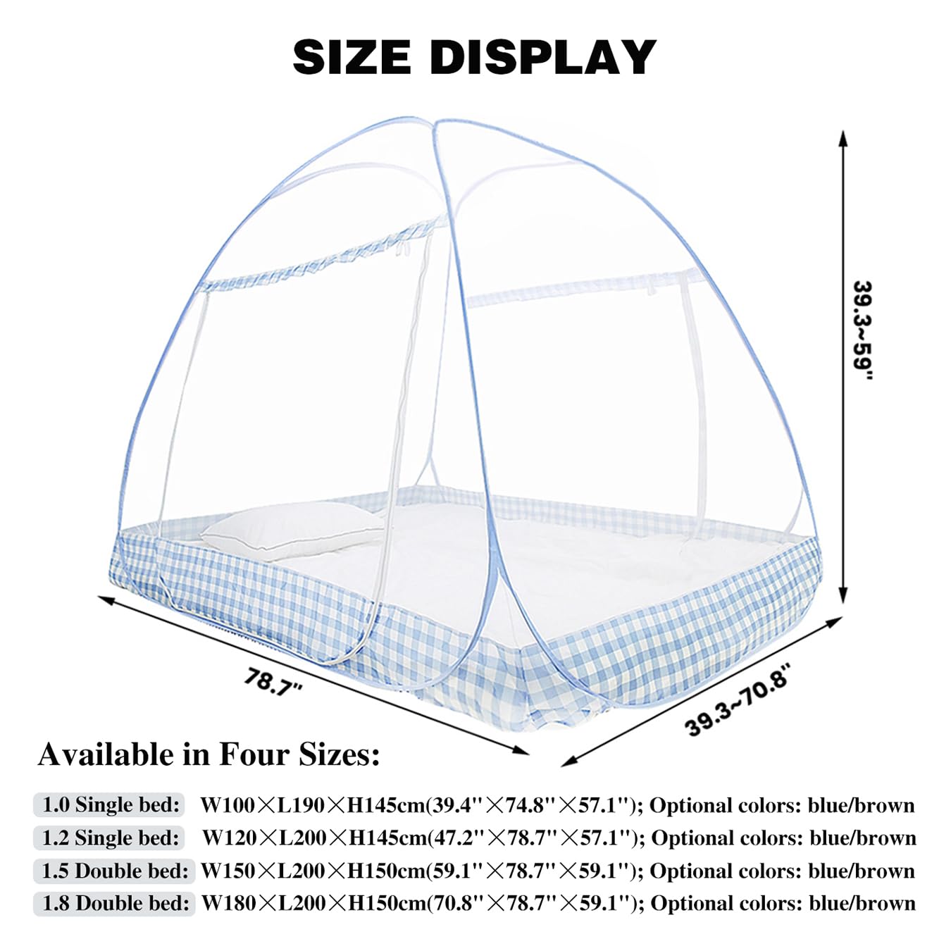 Digead Mosquito Net, Portable Travel Mosquito Nets, Foldable Single Door Mosquito Camping Curtain, 100x200cm Bed Canopy-Brown Edge