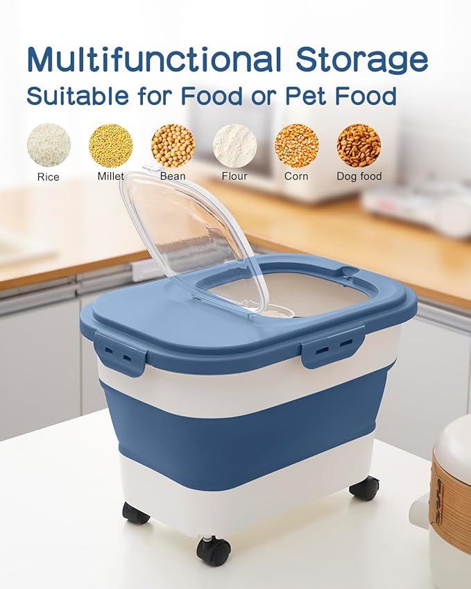 20-30 Lbs Rice Storage Container, Collapsible Food Storage Containers