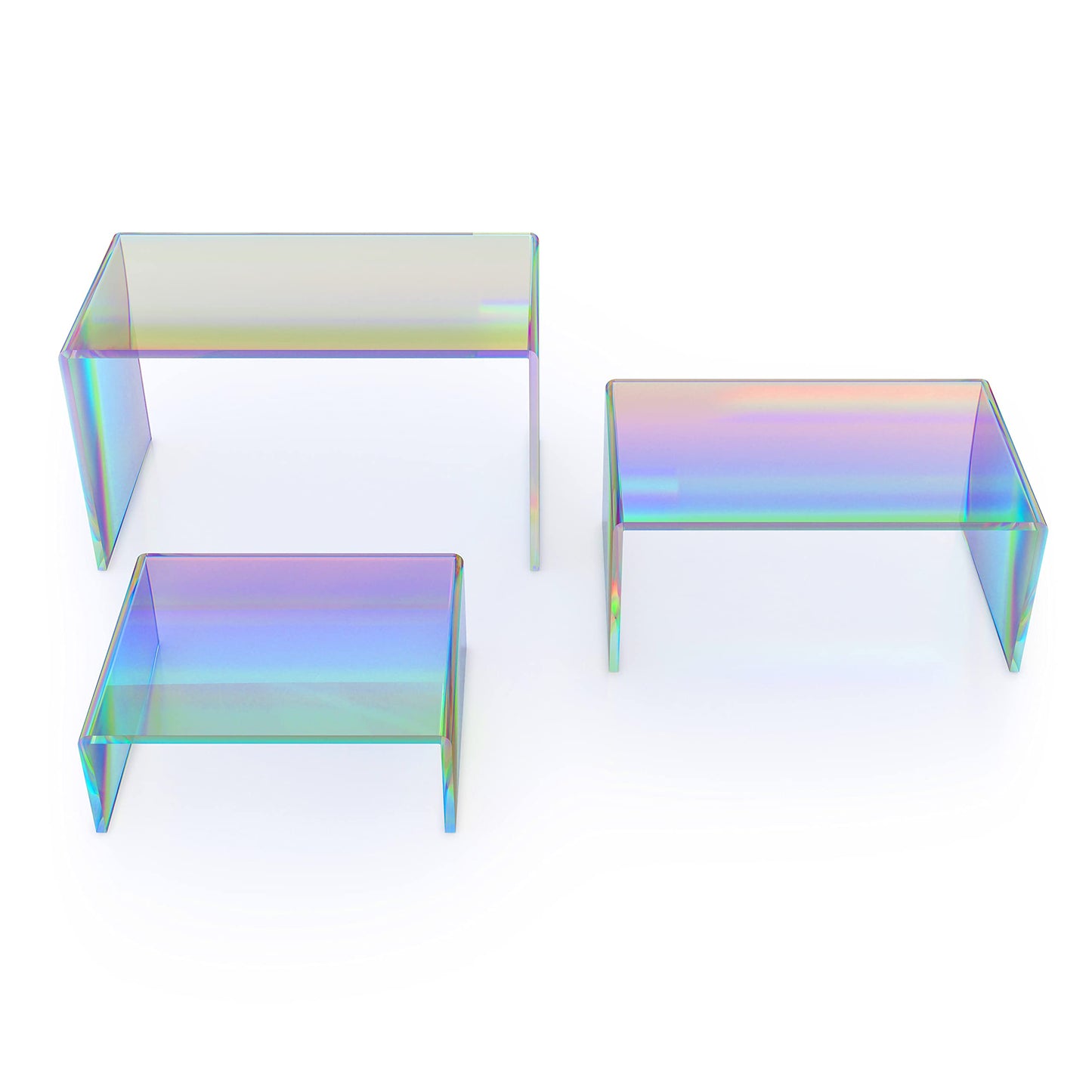 X-FLOAT Rainbow Iridescent Acrylic Display Risers (Set of 6)
