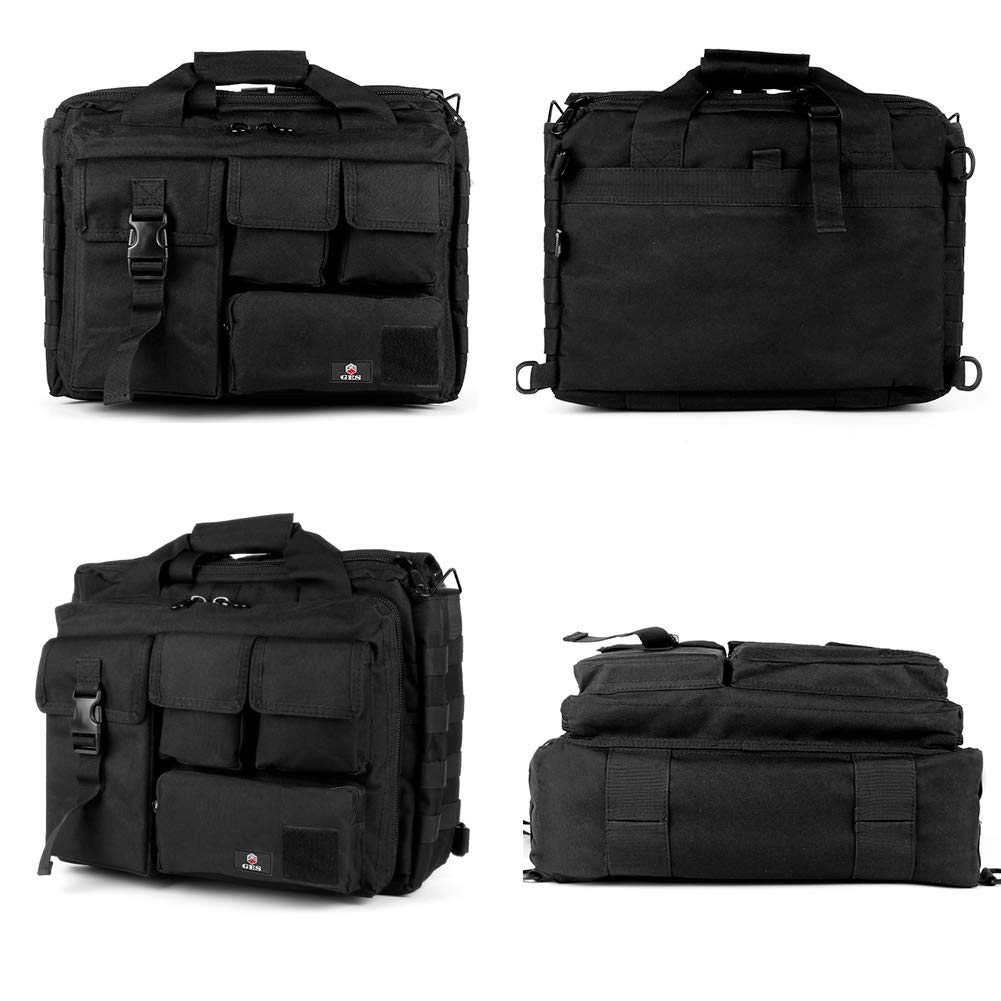 GES 15.6 inch Laptop Bag, Multi-funtion Men's Outdoor Tactical Nylon Shoulder Laptop Messenger Bag,Briefcase Handbags for Camera/Tablet/Notebook (Black)