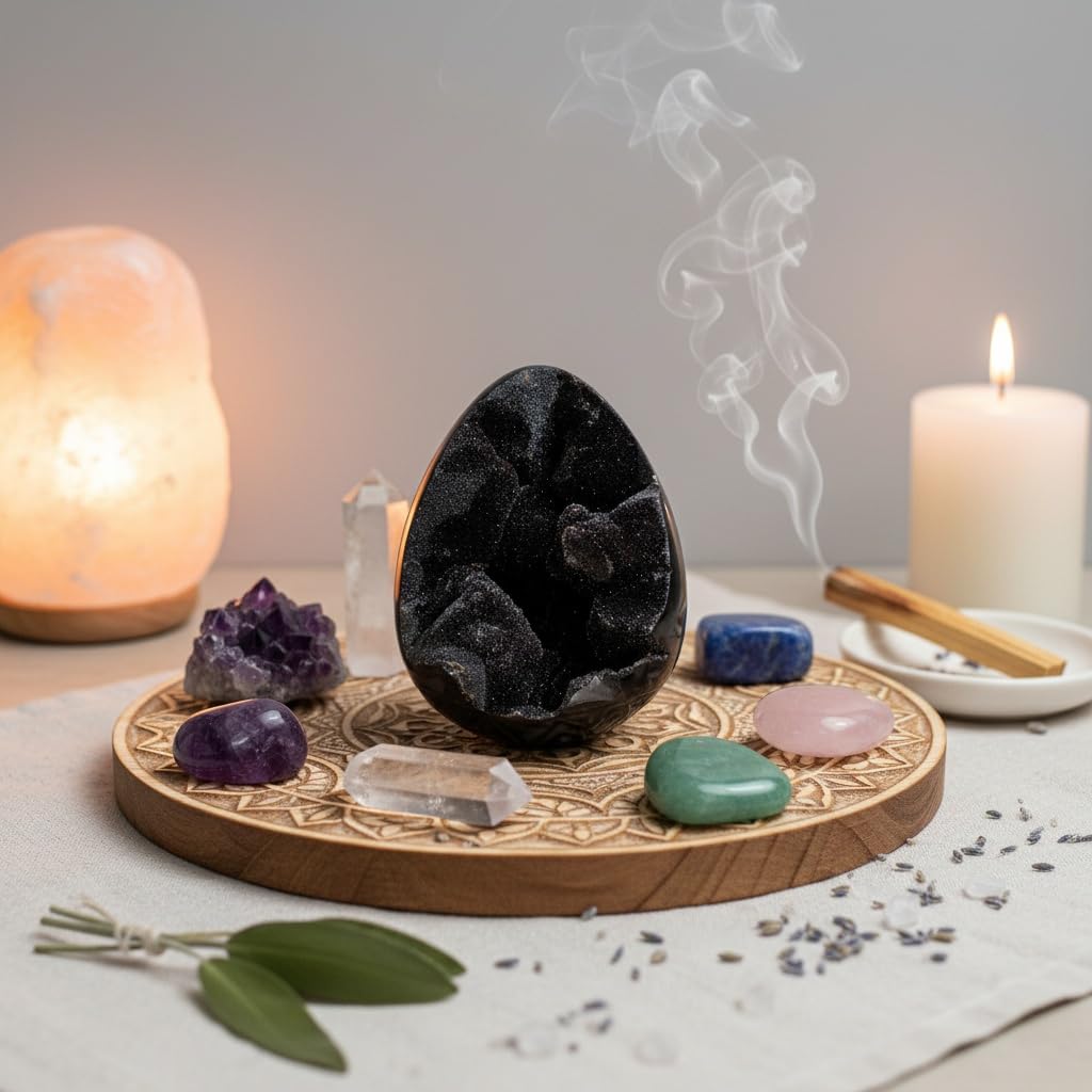 0.66-1.7lb Turtle Back Stone Crystal Geode Egg - Natural Rock Cluster for Home Office Decor, Spiritual Healing Stone with Raw Texture (1.1, Pounds)