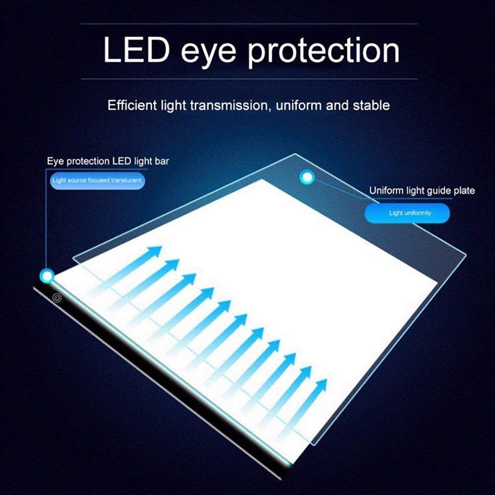 Ultra-Thin Portable A4 LED Light Box Tracer w/USB Cable Dimmable Brightness LED Artcraft Tracing Light Box Light Pad for Artists Drawing Sketching Animation Stencilling X-ray Viewing