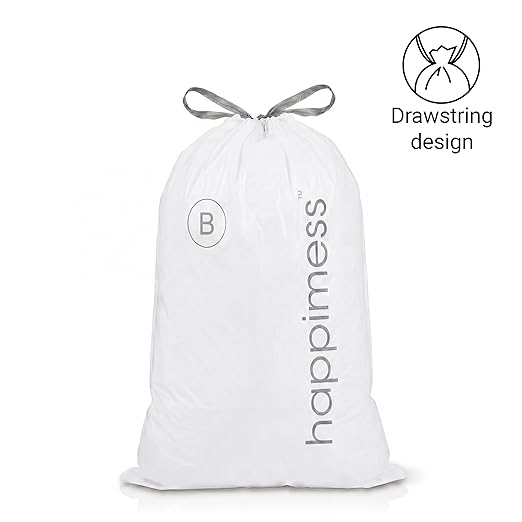 happimess HPM3000B-WHITE 5.3 Gallon Kitchen Drawstring Trash Bags, Trash Can