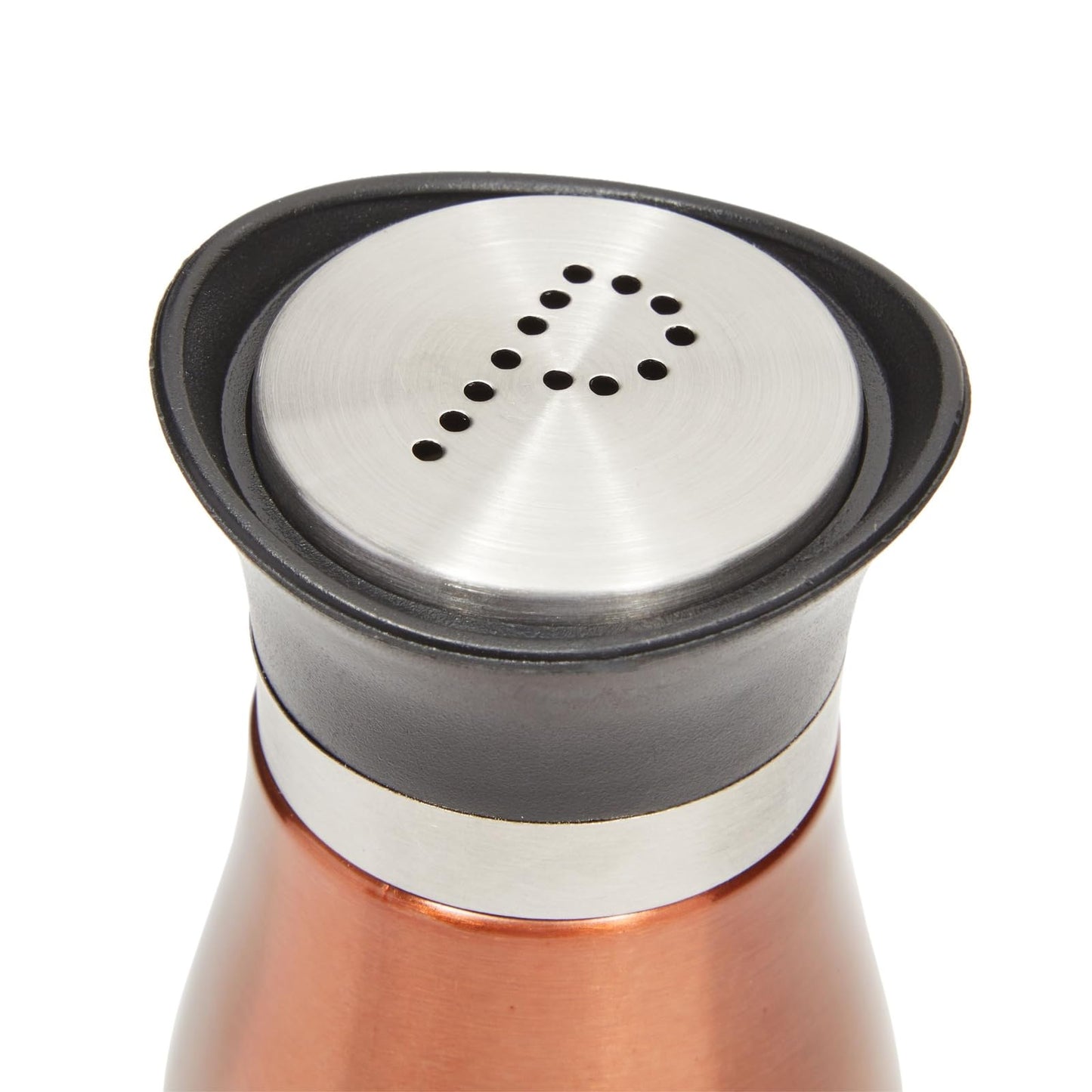 Juvale Stainless Steel Copper Salt and Pepper Shakers Set with Glass Bottom, Screw-Off Caps, Perforated "S" and "P" Designs for Kitchen, 2.5 x 2.5 x 4.5 Inches (4oz)