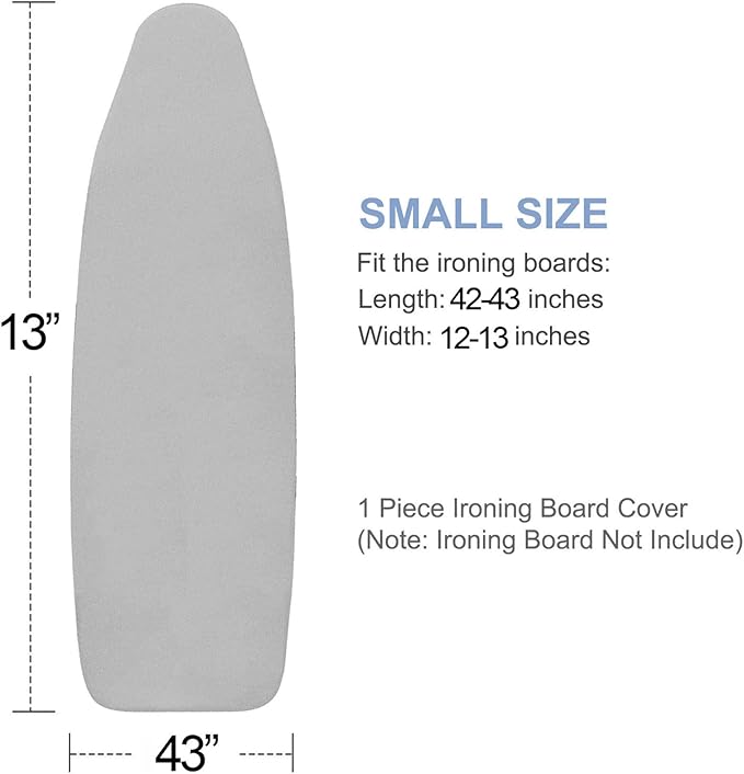 Ironing Board Cover and Pad, Small Size 13x43, Thick Padding, Elastic Edge