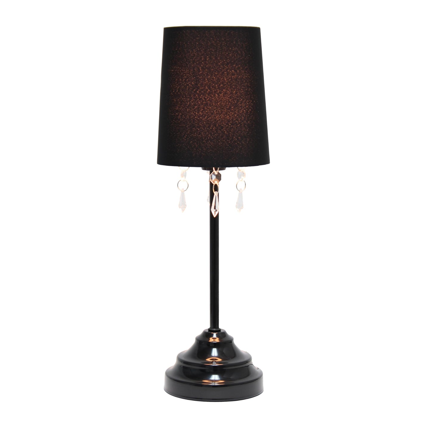 Simple Designs LT3018-BLK Table Lamp with Fabric Shade and Hanging Acrylic Beads, Black