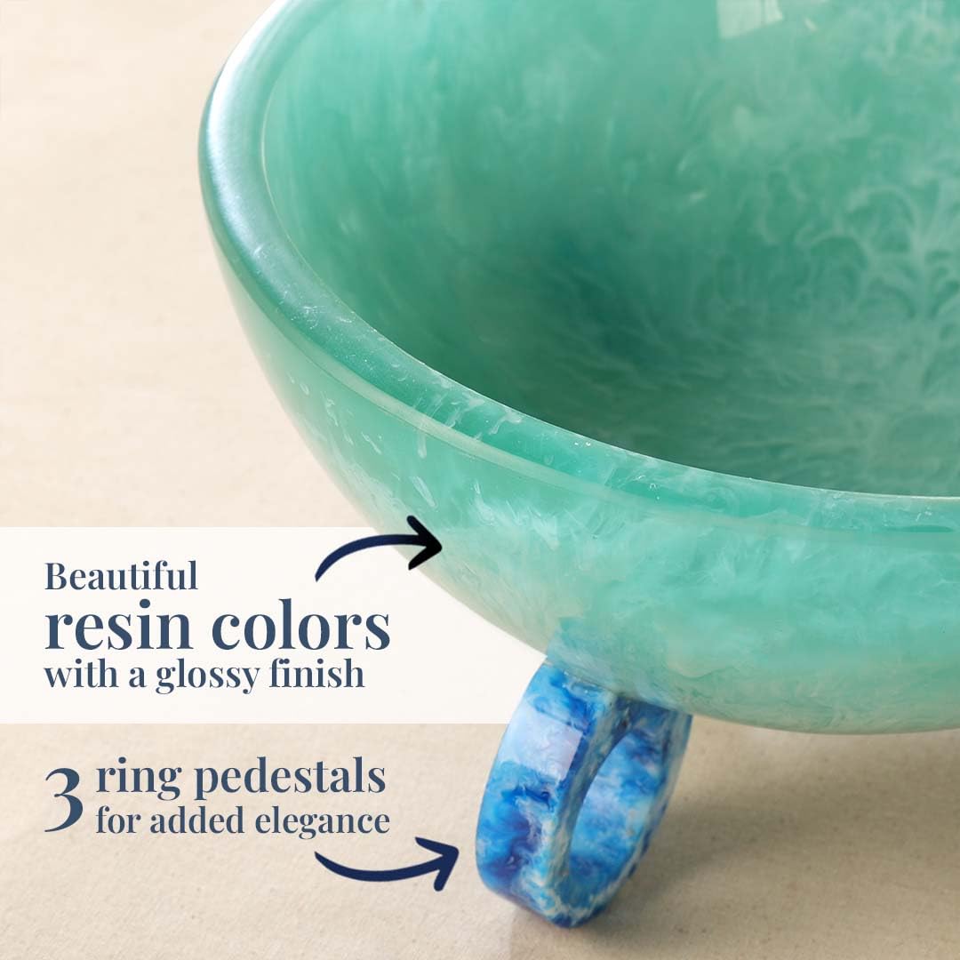Folkulture Fruit Bowl for Kitchen Counter, 9" Resin Decorative Bowl, Centerpiece Table Decorations, Fruit Basket for Coffee Table Décor, Kitchen Counter Décor, Pedestal Bowl