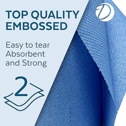 Aspect 12 Blue Rolls Strong and Absorbent Cleaning Paper Towels Ideal for Kitchens, Bathrooms, and Industrial