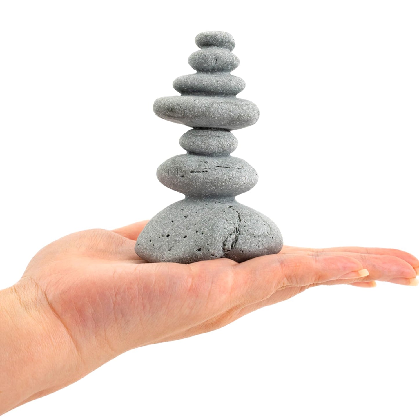 SiissaPeksid Aquarium Decor,7-Stone Mini Stacked Zen Rock Stone Decor – Balanced Stones Cairn Statue for Garden, Fish Tank, and Micro Landscape (3.7" H)