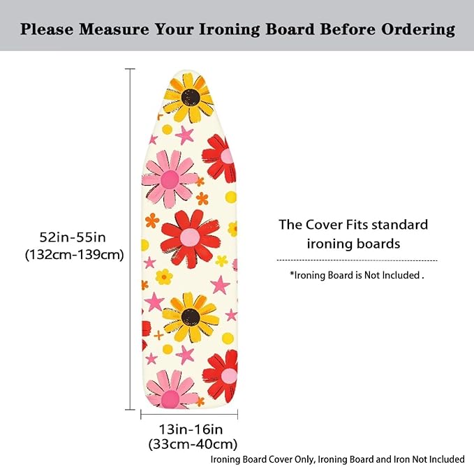 Boho Floral Ironing Board Cover 15x54 Inch Applicable Standard Size Colorful
