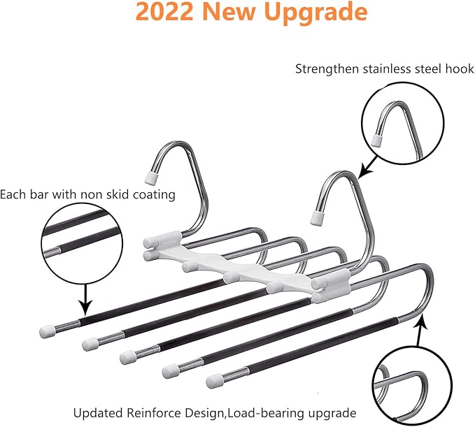 Upgrade Azeroth Pants Hangers 4 Pack Space Saving S-Type Stainless Steel