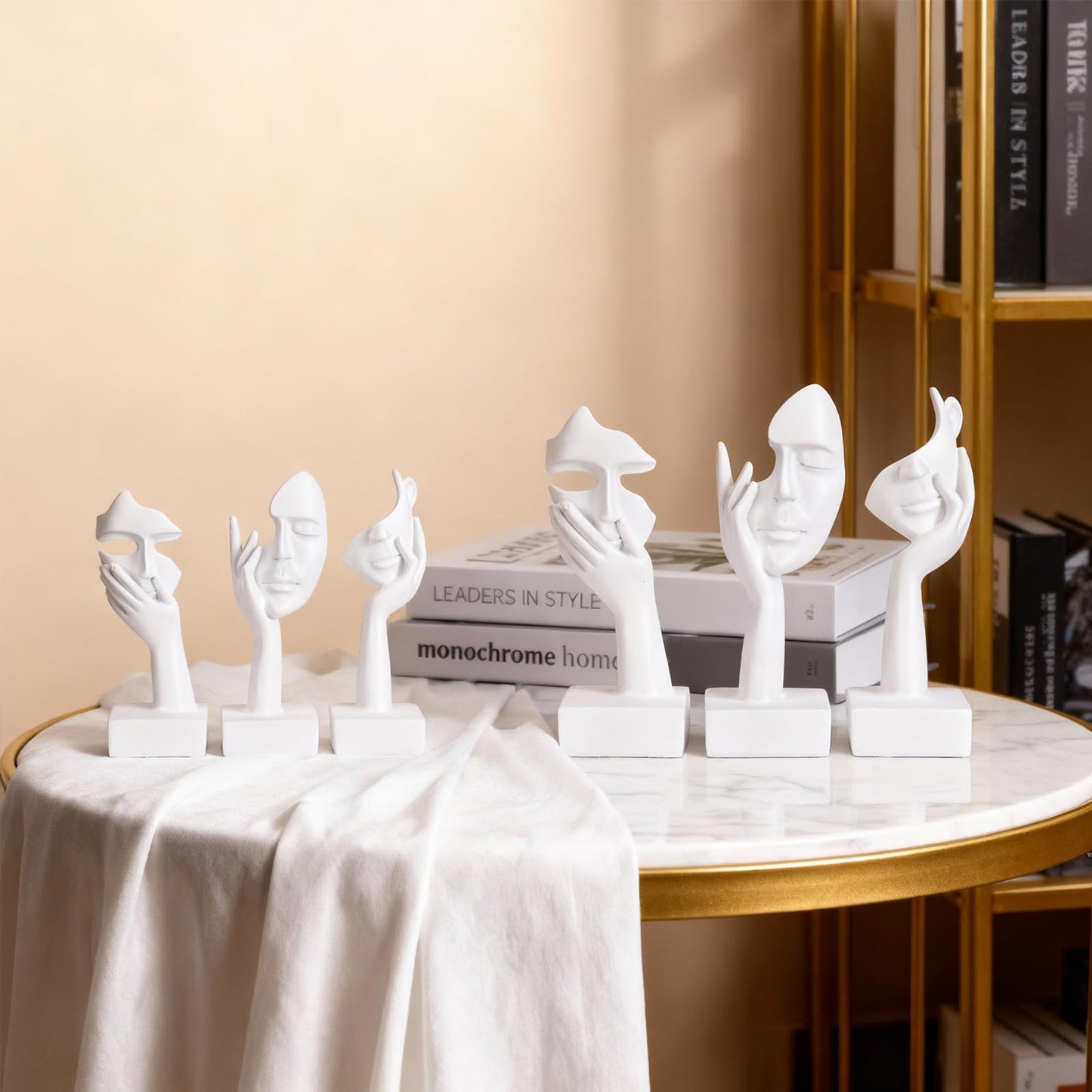 oliruim 3 Pcs Thinker Large Statue Set - White Art Abstract Home Accent Figurines for Living Room, Bedroom, Shelves, Office Desktop, Coffee Table Decor, Gift for Women (3 Pcs White, 9")
