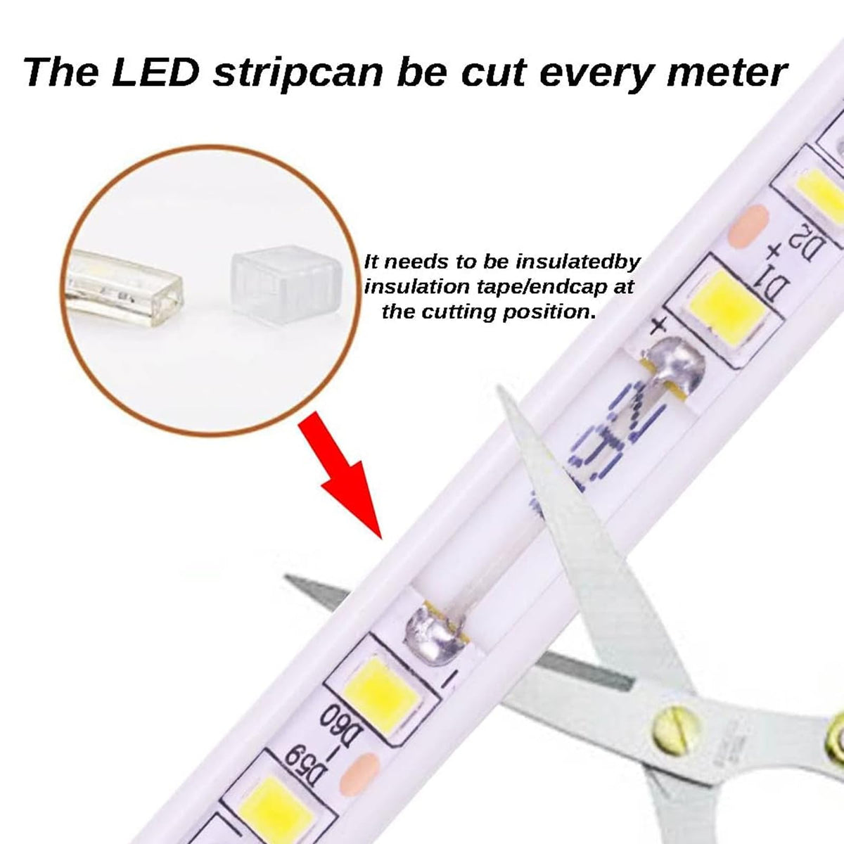 pcningled White LED Strip Lights 6.56ft AC 120V Rope Lights 110V Flexible LED Light Strip Waterproof 4000K Bright White SMD 5730 120LEDs/m for Bedroom Mirror Kitchen Cabinet Lighting