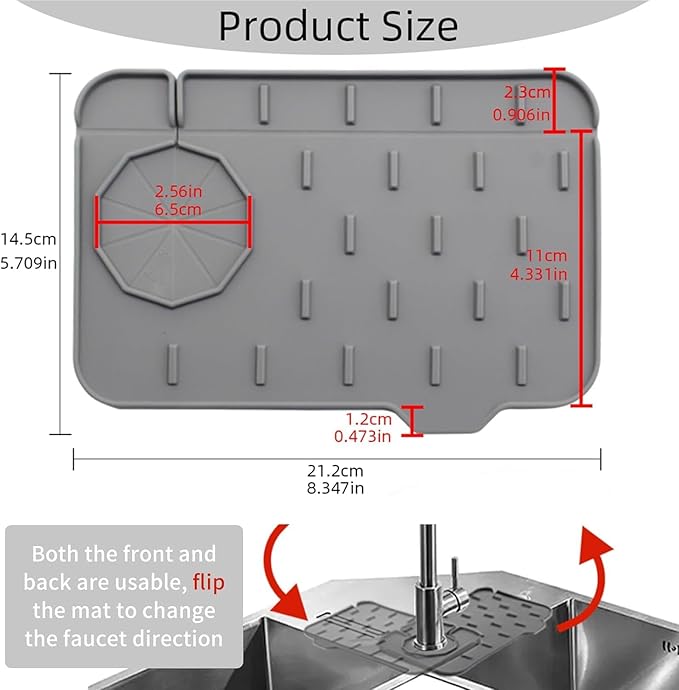 2-Pack Bytelive Silicone Sink Mat, Mini Sink Splash Guard and Soap Sponge Holder