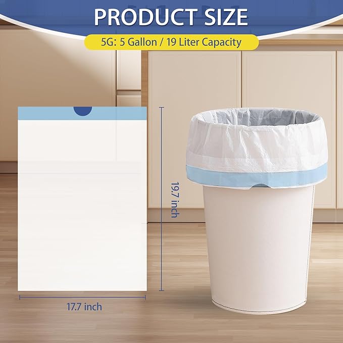 240 Count 5 Gallon Trash Bags Drawstring 1.1 Mil