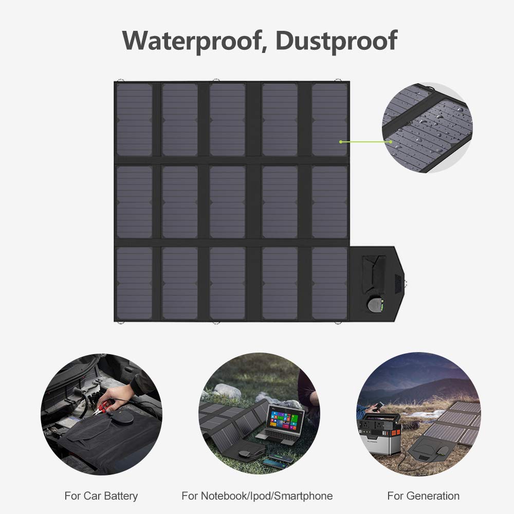 ALLPOWERS Solar Charger 100W Solar Panel Foldable Portable with Dual 5v USB18v DC for Laptop, Tablet, Notebook, 12v Car, Boat, RV Battery, Camping, Hiking, Travel