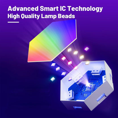 LED Hexagon Lights for Gaming Setup, Smart Home Gaming Wall Lights Work with Alexa Google Assistant, Voice, App & Remote Control, RGB-IC LED Light Panels Music Sync for Game Room Bedroom, 10 Pack