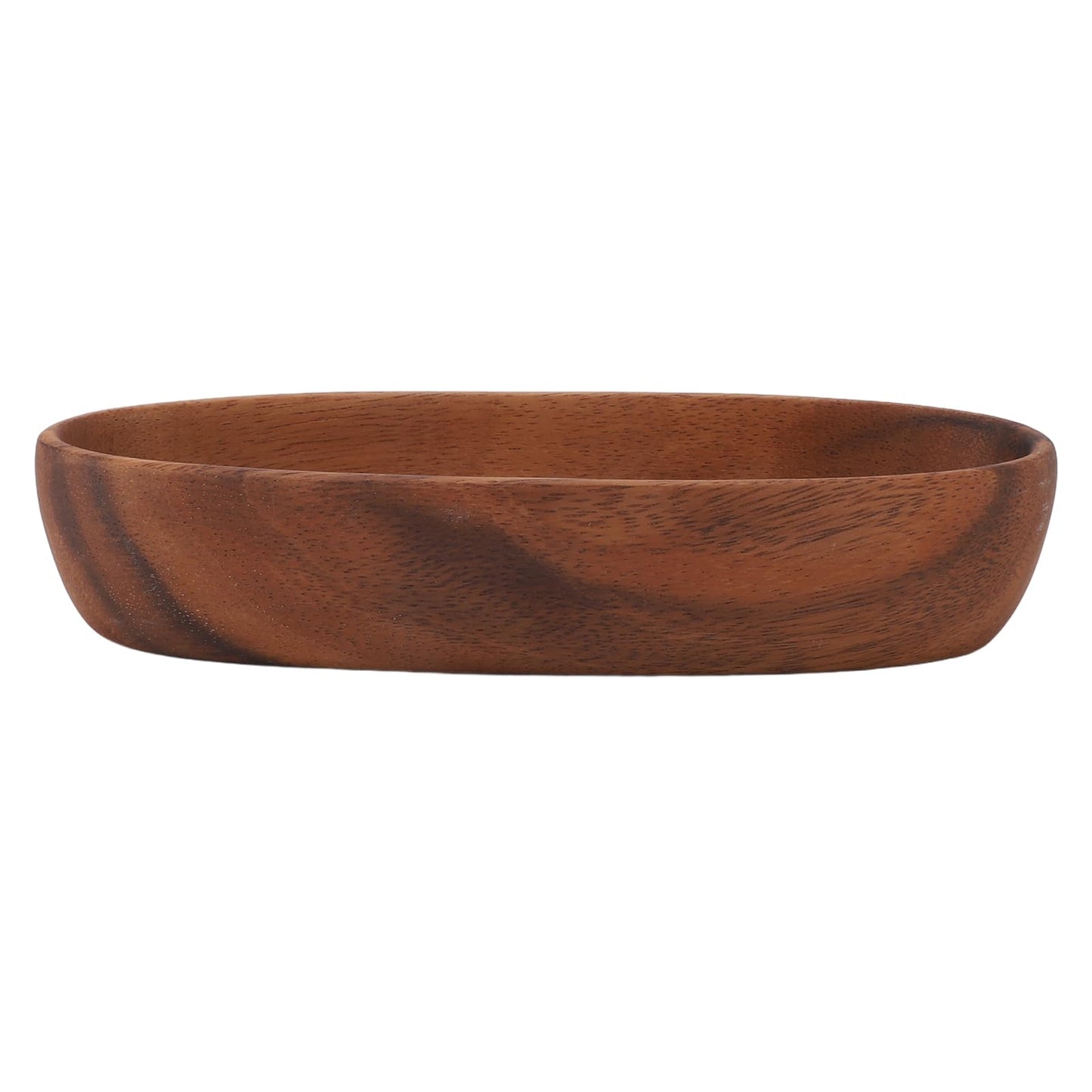 HAOHIZE Handcrafted Decorative Boat Bowl, Rustic Wooden Salad Bowl for Food Bread Fruits Snack Dessert, Coffee Table Tray or Entryway Catchall, Long Oval Design for Modern Farmhouse Decor